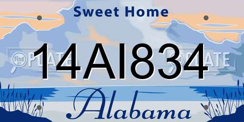 14AI834 Alabama License Plate