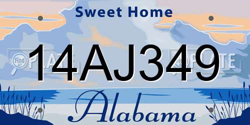 14AJ349 Alabama License Plate