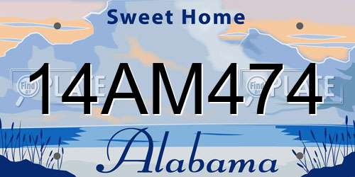 14AM474 Alabama License Plate