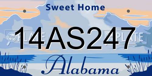 14AS247 Alabama License Plate