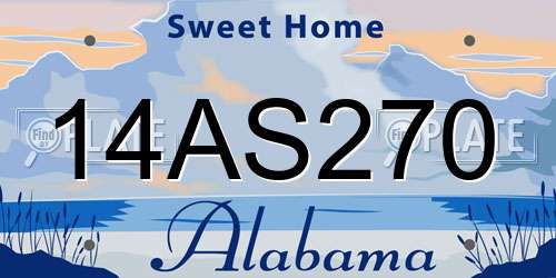 14AS270 Alabama License Plate