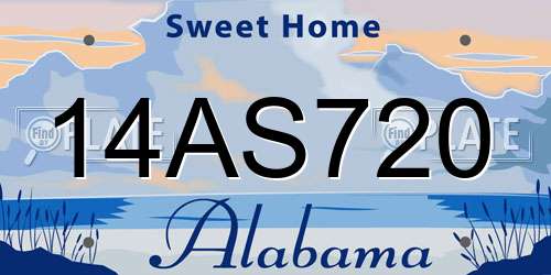 14AS720 Alabama License Plate