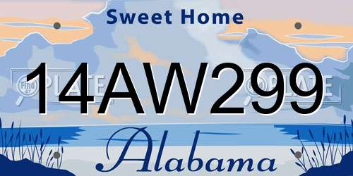 14AW299 Alabama License Plate