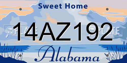 14AZ192 Alabama License Plate