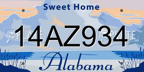 14AZ934 Alabama License Plate