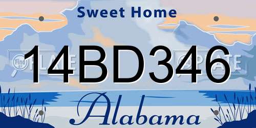 14BD346 Alabama License Plate