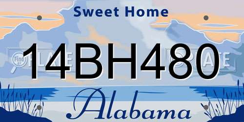 14BH480 Alabama License Plate