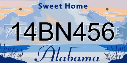 14BN456 Alabama License Plate
