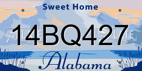 14BQ427 Alabama License Plate