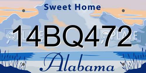 14BQ472 Alabama License Plate