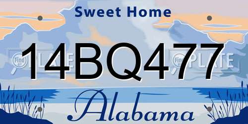 14BQ477 Alabama License Plate