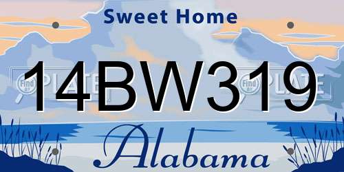 14BW319 Alabama License Plate