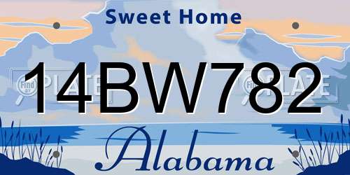 14BW782 Alabama License Plate