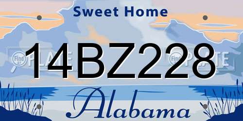 14BZ228 Alabama License Plate