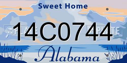 14C0744 Alabama License Plate