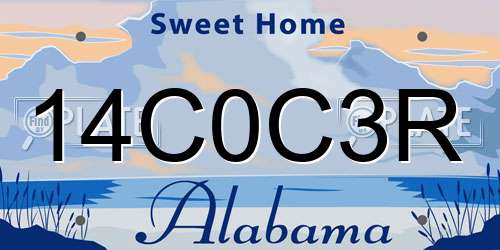 14C0C3R Alabama License Plate