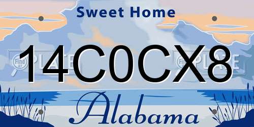 14C0CX8 Alabama License Plate