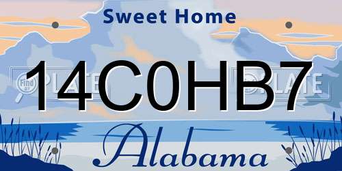 14C0HB7 Alabama License Plate
