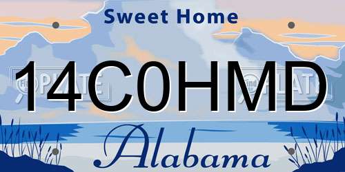 14C0HMD Alabama License Plate