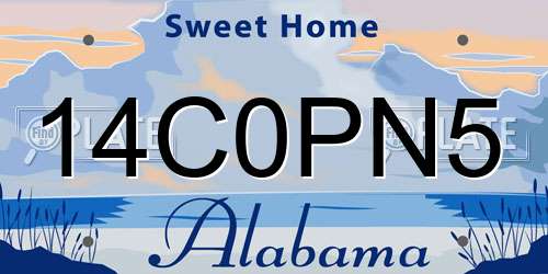 14C0PN5 Alabama License Plate