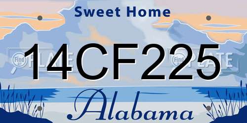 14CF225 Alabama License Plate