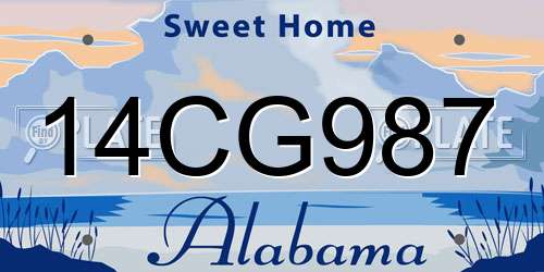 14CG987 Alabama License Plate