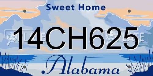 14CH625 Alabama License Plate