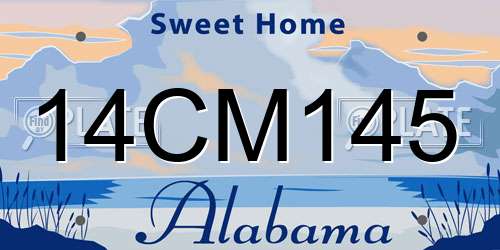 14CM145 Alabama License Plate