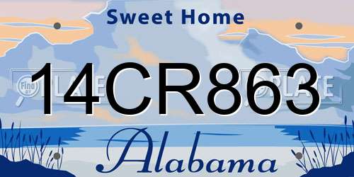 14CR863 Alabama License Plate