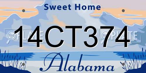 14CT374 Alabama License Plate
