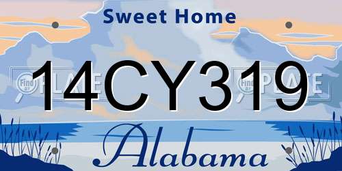 14CY319 Alabama License Plate