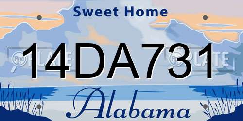 14DA731 Alabama License Plate