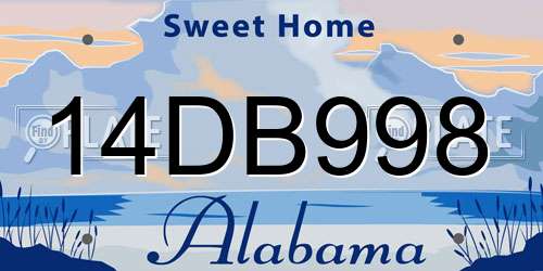 14DB998 Alabama License Plate