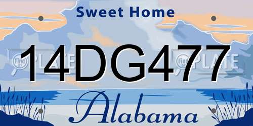 14DG477 Alabama License Plate
