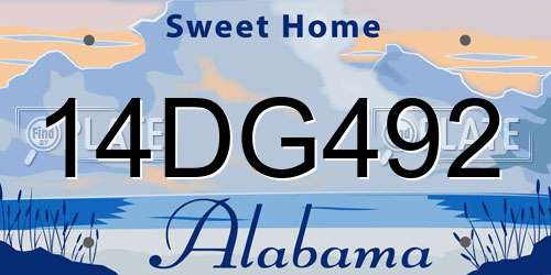 14DG492 Alabama License Plate