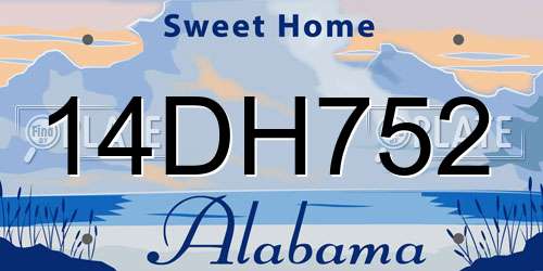 14DH752 Alabama License Plate