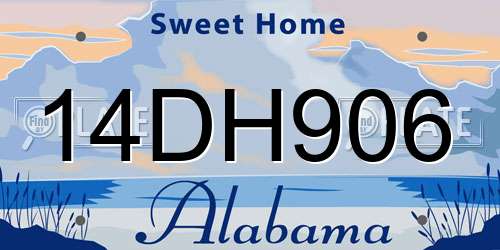 14DH906 Alabama License Plate