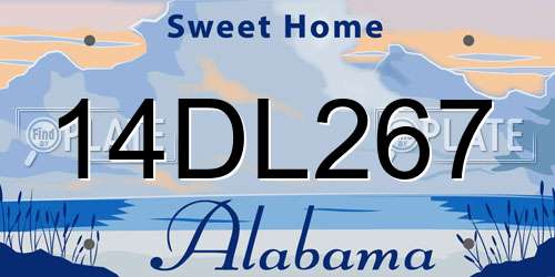14DL267 Alabama License Plate
