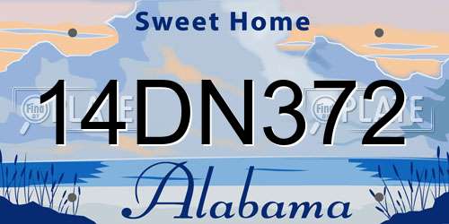 14DN372 Alabama License Plate