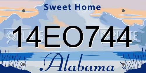14EO744 Alabama License Plate