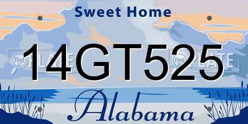 14GT525 Alabama License Plate