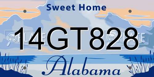 14GT828 Alabama License Plate
