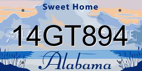 14GT894 Alabama License Plate