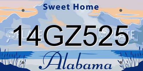 14GZ525 Alabama License Plate