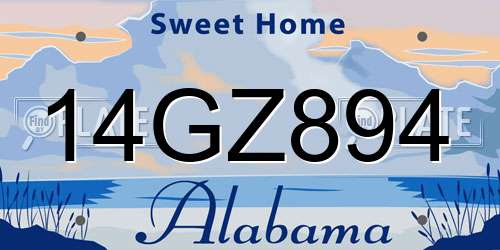 14GZ894 Alabama License Plate