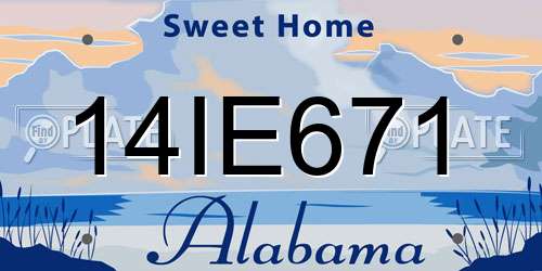 14IE671 Alabama License Plate