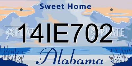 14IE702 Alabama License Plate