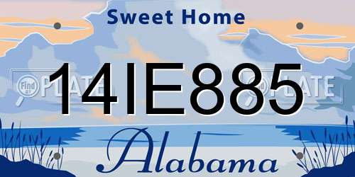 14IE885 Alabama License Plate