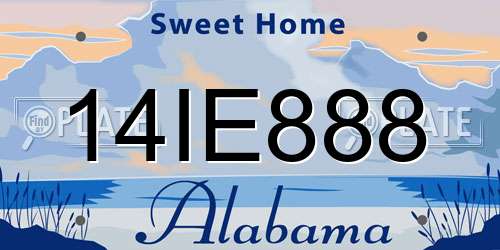 14IE888 Alabama License Plate