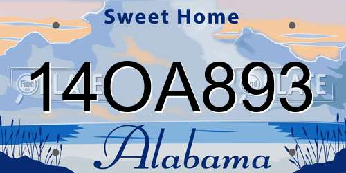 14OA893 Alabama License Plate